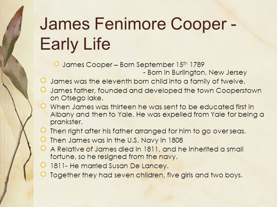 The life and times of james fenimore cooper